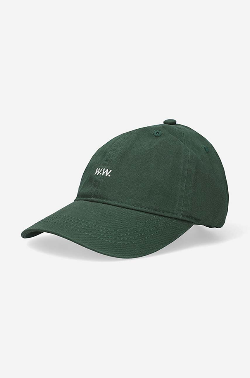 zelená Bavlněná baseballová čepice Wood Wood Low Profile Twill Cap Unisex