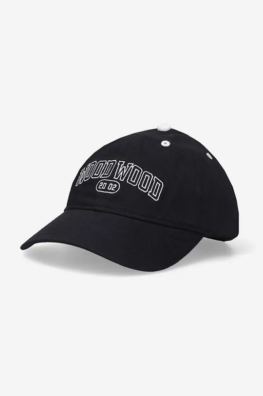 μαύρο Βαμβακερό καπέλο του μπέιζμπολ Wood Wood Brian Unisex