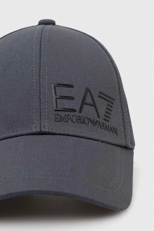 EA7 Emporio Armani czapka z daszkiem bawełniana szary