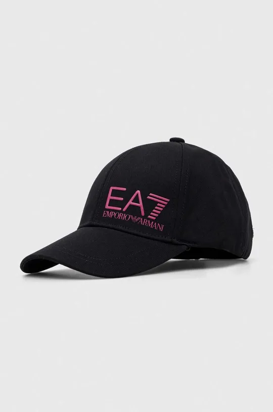 μαύρο Βαμβακερό καπέλο του μπέιζμπολ EA7 Emporio Armani Unisex