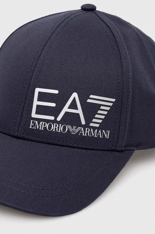 Βαμβακερό καπέλο του μπέιζμπολ EA7 Emporio Armani σκούρο μπλε