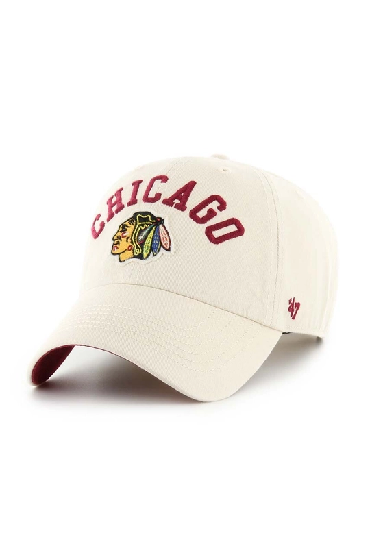 Хлопковая кепка 47 brand NHL Chicago Blackhawks аппликация бежевый H.CLBFB04GWS.Y0