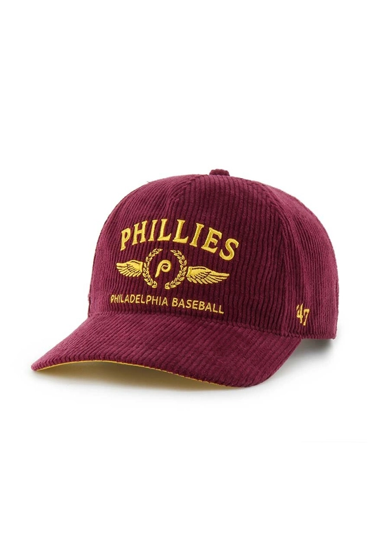 Manšestrová baseballová čiapka 47 brand MLB Philadelphia Phillies bavlna burgundské B.SKYLC19EWP.CA