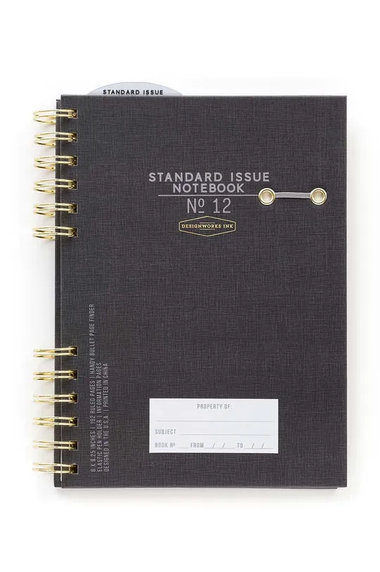 čierna Designworks Ink Zápisník Standard Issue No.12 Unisex