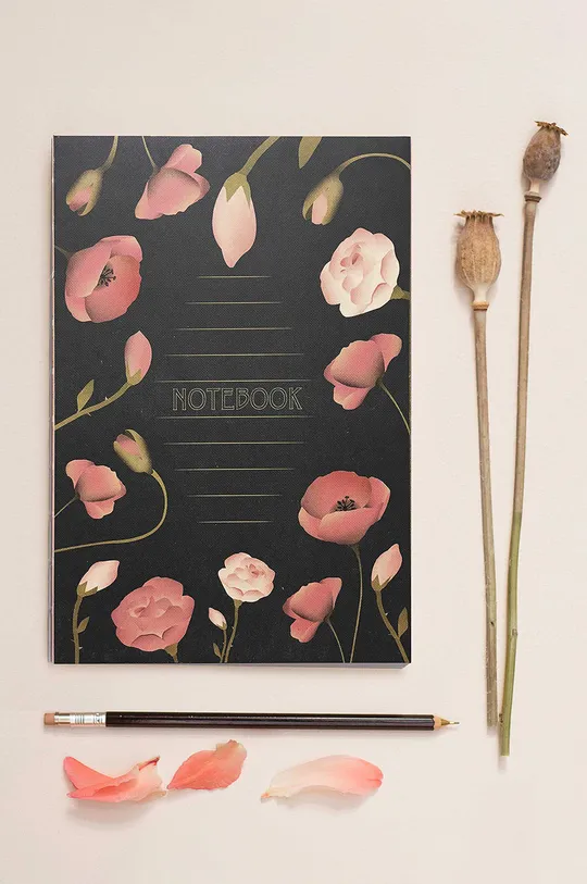 πολύχρωμο Vissevasse Σημειωματάριο Black With Flowers 14,2x21 cm Unisex