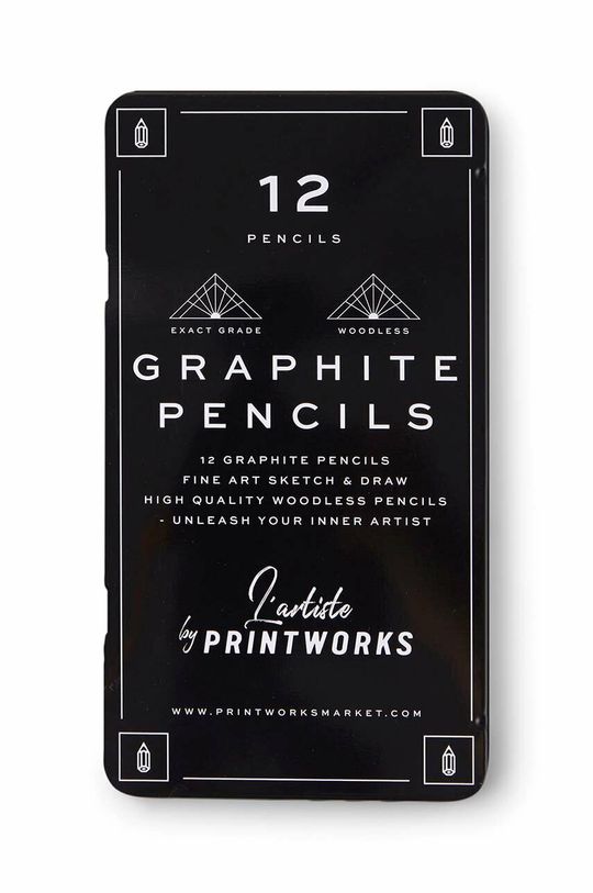 többszínű Printworks ceruzakészlet tokban Graphite 12 db Uniszex