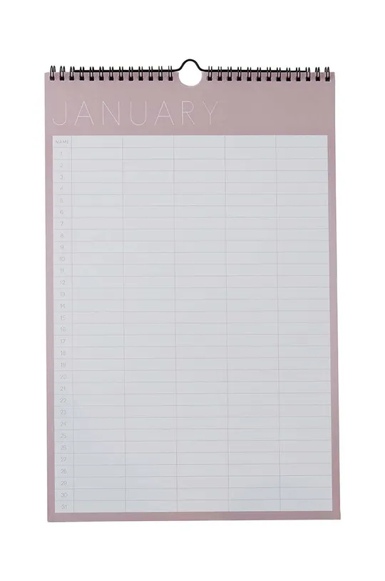 różowy Design Letters planer miesięczny Monthly Planner Unisex