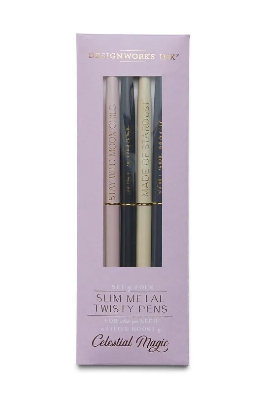 multicolor Designworks Ink zestaw długopisów Twisty Slim Metal Pens 4-pack Unisex