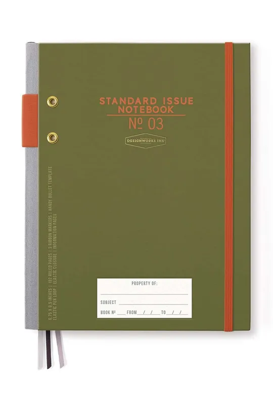 зелений Блокнот Designworks Ink Standard Issue No.03 Unisex