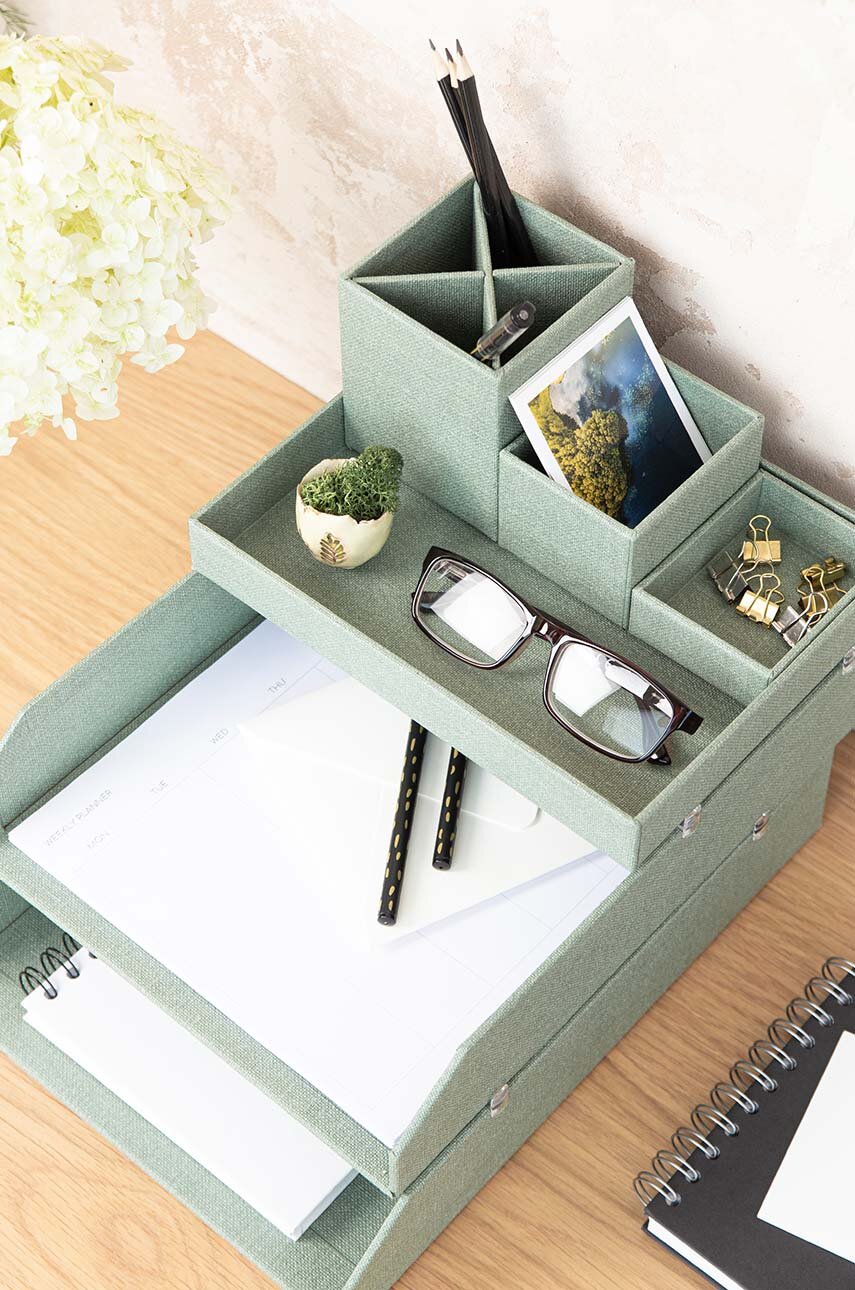 Organizer Da Scrivania Bigso Box - Portapenne Con 4 Scomparti In Fibra Di Legno, Design Scandinavo Bianco - Foto 8