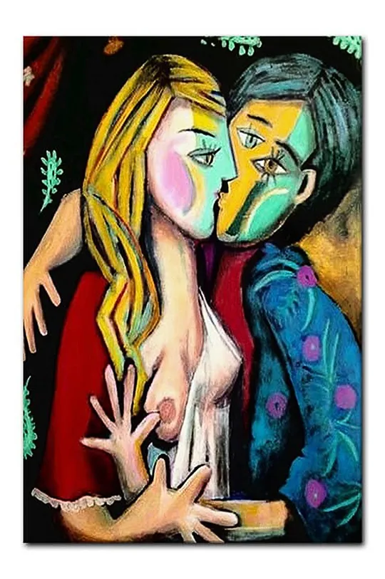 pisana Oljna slika Pablo Picasso Kiss Unisex