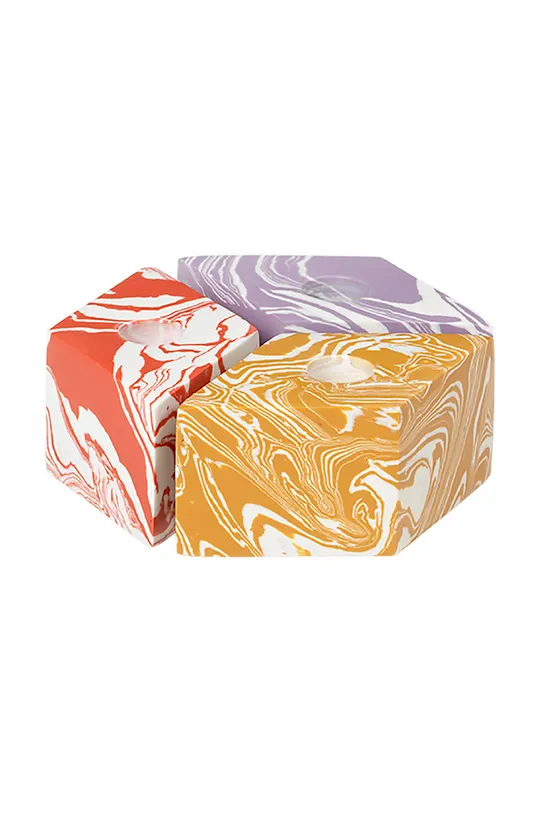 multicolor Broste Copenhagen zestaw świeczników Isso 3-pack Unisex
