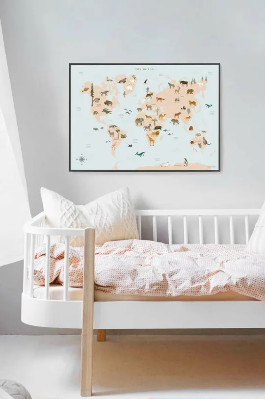 Vissevasse plakat World Map Animal 30 x 40 cm multicolor