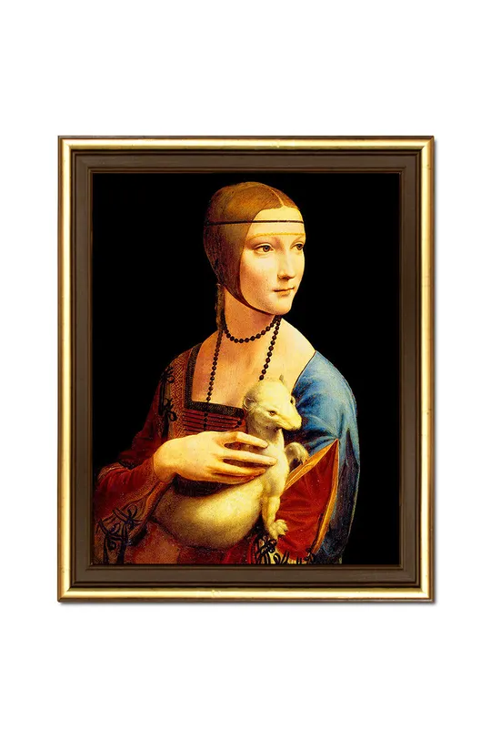 pisana Reprodukcija na platnu v okvirju Leonardo Da Vinci, Dama z gronostajem 24 x 29 cm Unisex