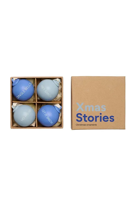 Sada vianočných gúľ Design Letters XMAS Stories Ball 4-pak modrá