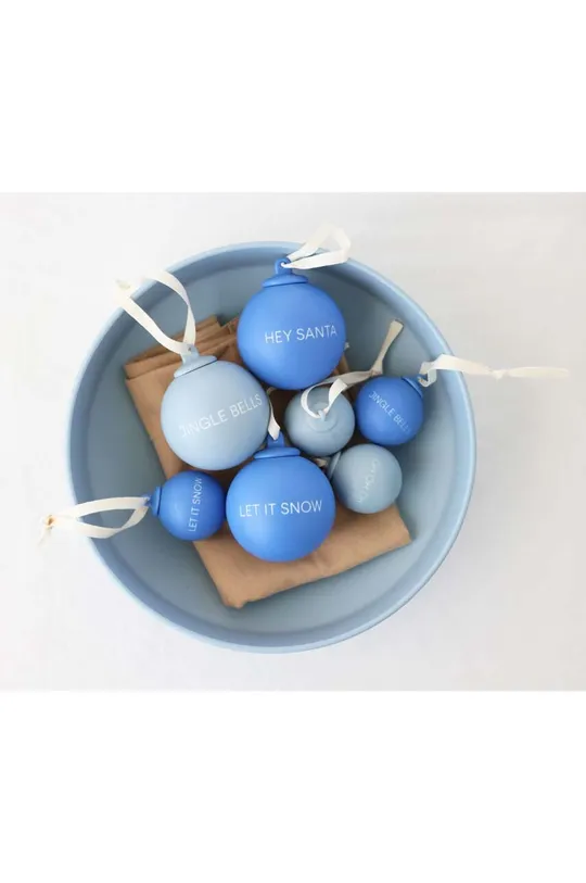 μπλε Σετ χριστουγεννιάτικες μπάλες Design Letters XMAS Stories Ball 4-pack