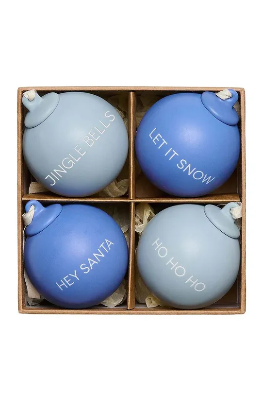 μπλε Σετ χριστουγεννιάτικες μπάλες Design Letters XMAS Stories Ball 4-pack Unisex