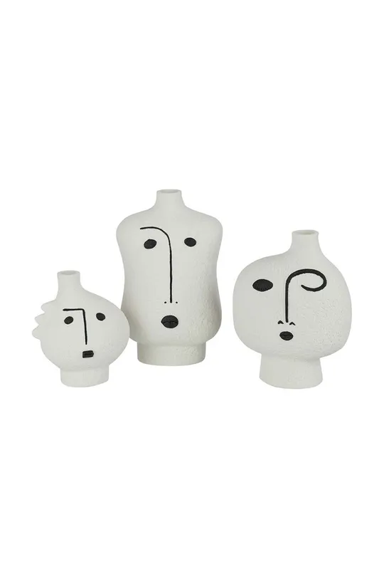 λευκό Σετ διακοσμητικά βάζα J-Line Face Abstract 3-pack Unisex