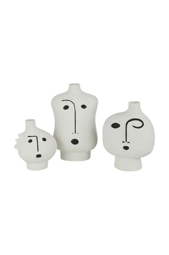 biały J-Line zestaw wazonów dekoracyjnych Face Abstract 3-pack Unisex
