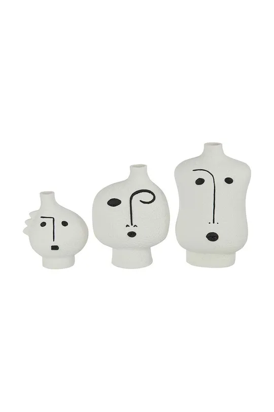 Komplet dekorativnih vaz J-Line Face Abstract 3-pack bela