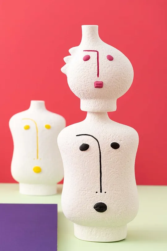 bianco J-Line set vasi decorativi Face Abstract pacco da 3