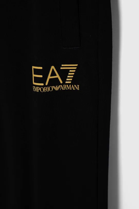 чёрный Детский хлопковый спортивный костюм EA7 Emporio Armani