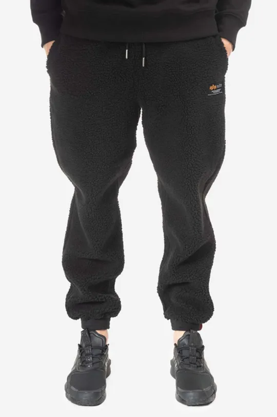 negru Alpha Industries pantaloni de trening Teddy Jogger De bărbați