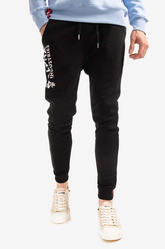 μαύρο Παντελόνι φόρμας Alpha Industries Basic Jogger AI Foil Print Ανδρικά