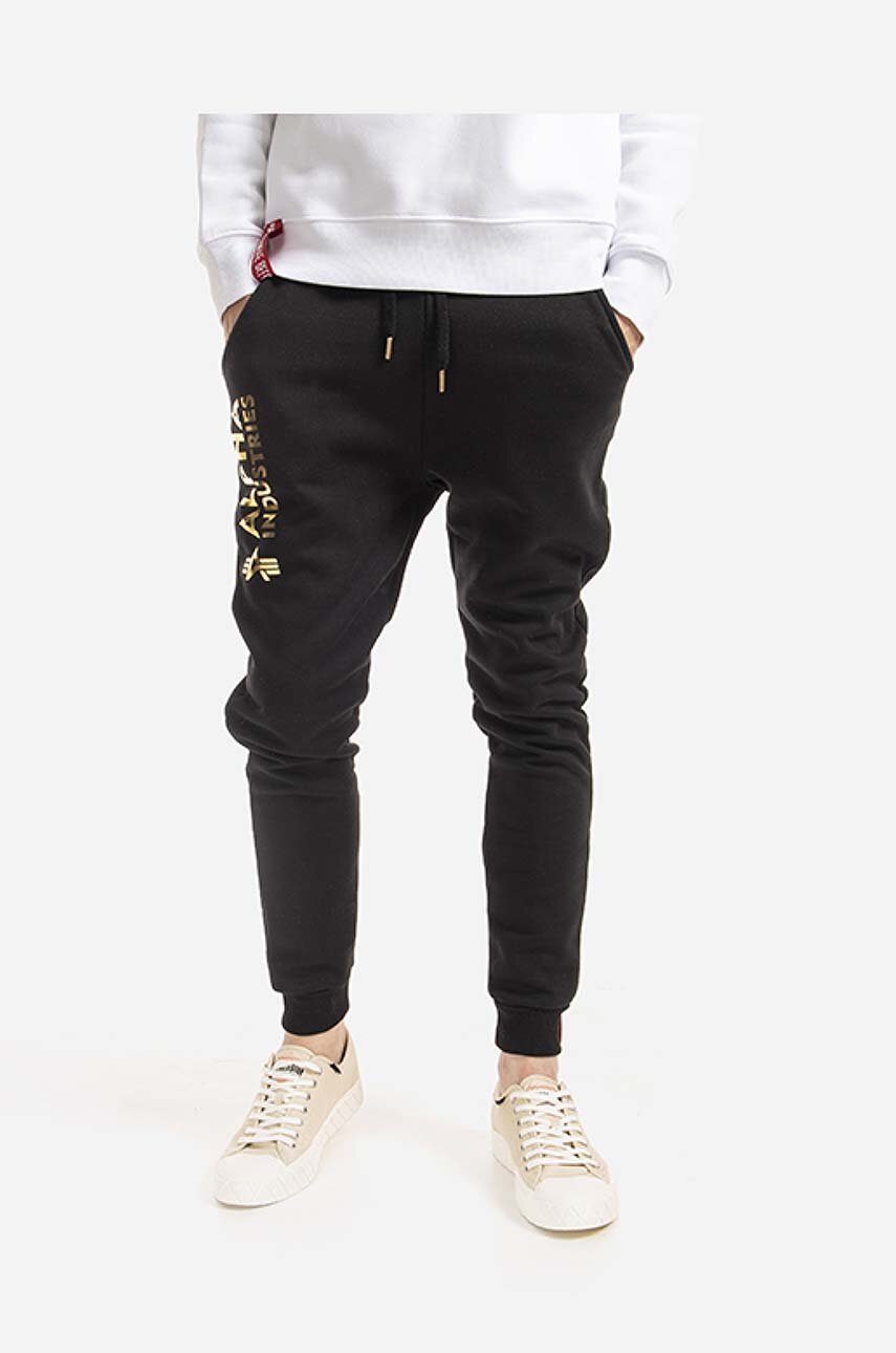 black Alpha Industries joggers Basic Jogger AI Foil Print Men’s