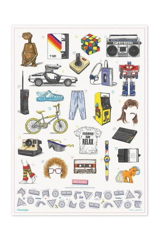 multicolore Luckies of London grafica murale 80s Icons Unisex