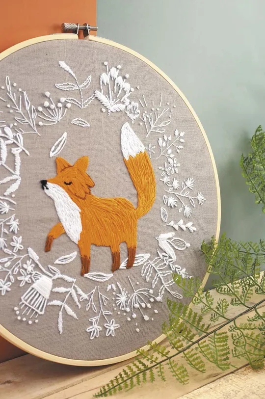 Graine Creative set da ricamo Fox Embroidery DIY Kit Legno, Materiale tessile