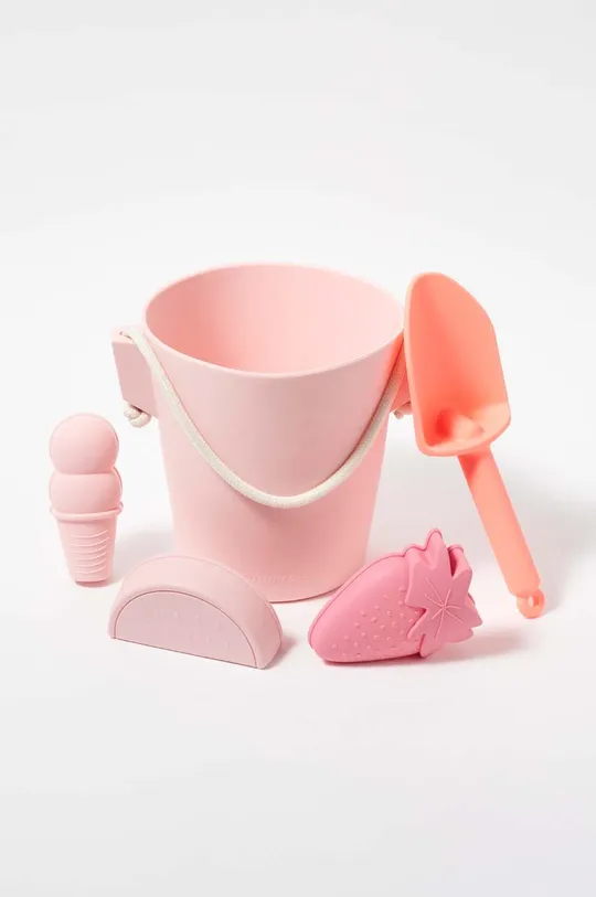 rózsaszín SunnyLife homokozós játékkészlet Silicone Bucket & Spade Set Pin Uniszex