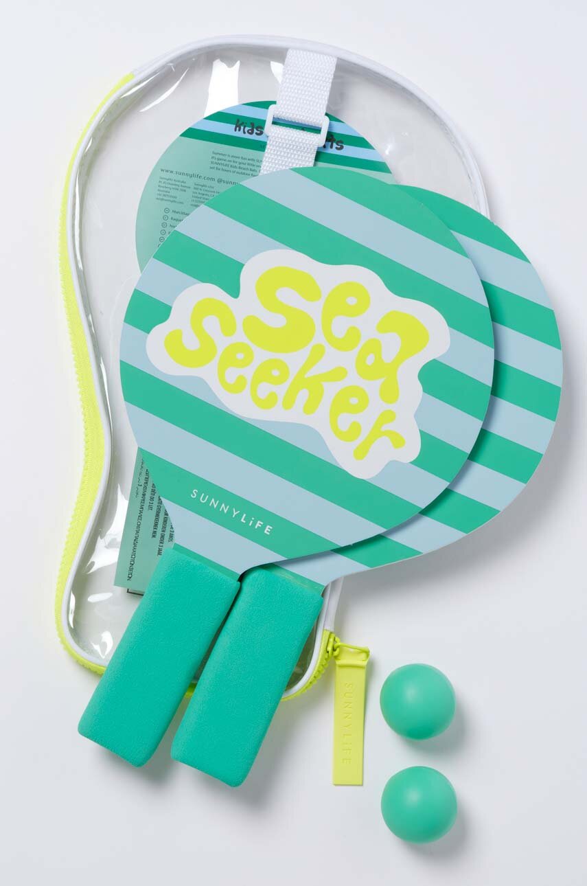 SunnyLIFE Sea Seeker Dip Dye Strandschaufel-Set – 2 Schläger + 2 Bälle, Grün