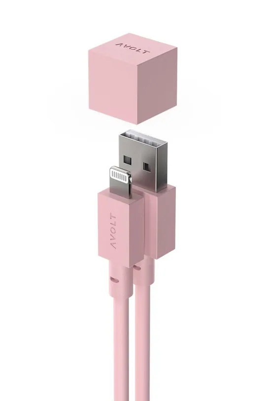 Usb nabíjací kábel Avolt Cable 1, USB A to Lightning, 1,8 m ružová