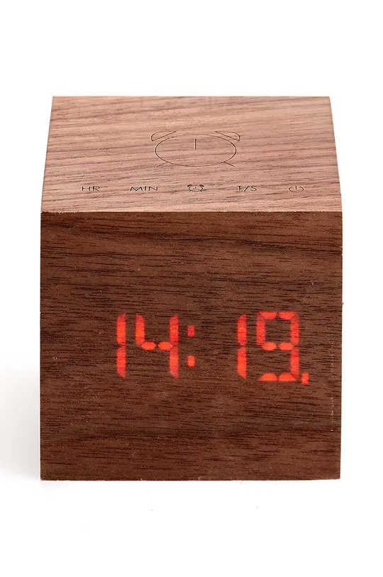 brązowy Gingko Design zegar stołowy Cube Plus Clock Unisex