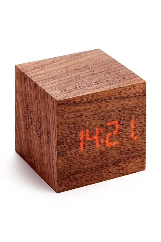 Stolni sat Gingko Design Cube Plus Clock smeđa