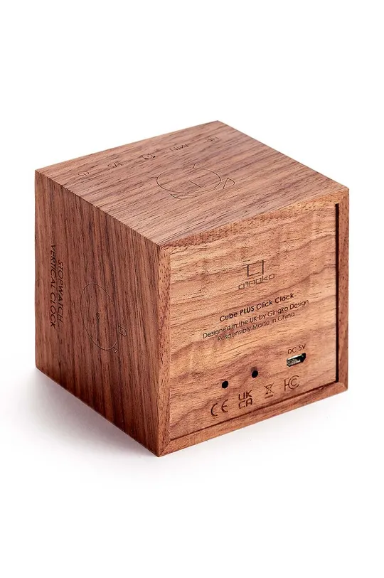 καφέ Επιτραπέζιο ρολόι Gingko Design Cube Plus Clock