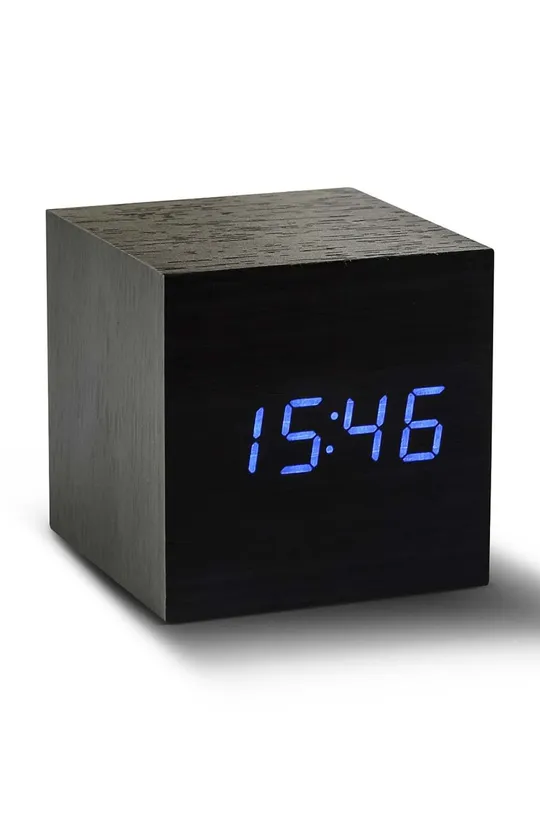 czarny Gingko Design zegar stołowy Cube Click Clock Unisex
