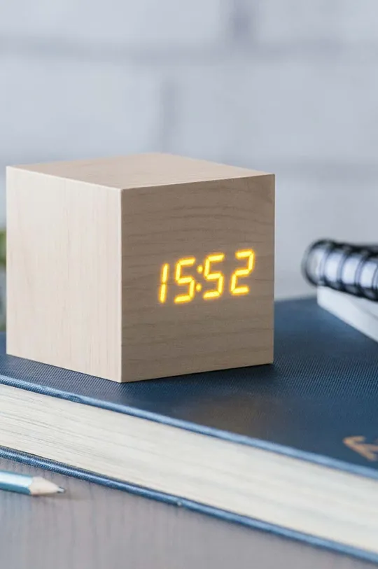 béžová Stolové hodiny Gingko Design Cube Click Clock Unisex