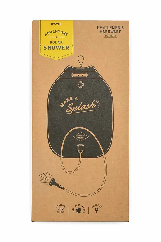 czarny Gentlemen's Hardware prysznic kempingowy Portable Solar Shower Unisex