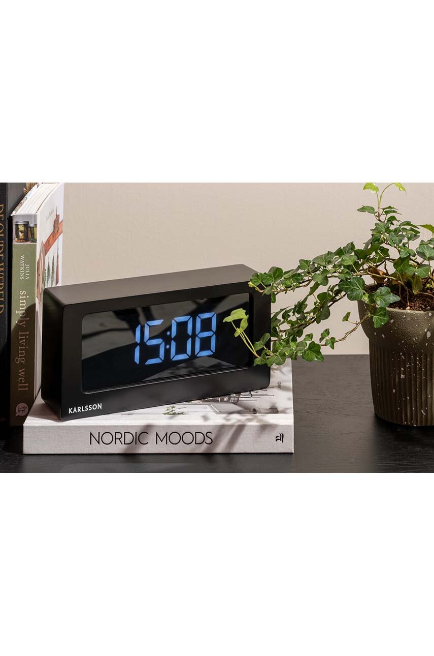 Karlsson Sveglia A Cucù Con LED – Nera, In Legno Impiallacciato, Altezza 15,3 Cm, Batteria CO32 (Non Inclusa)