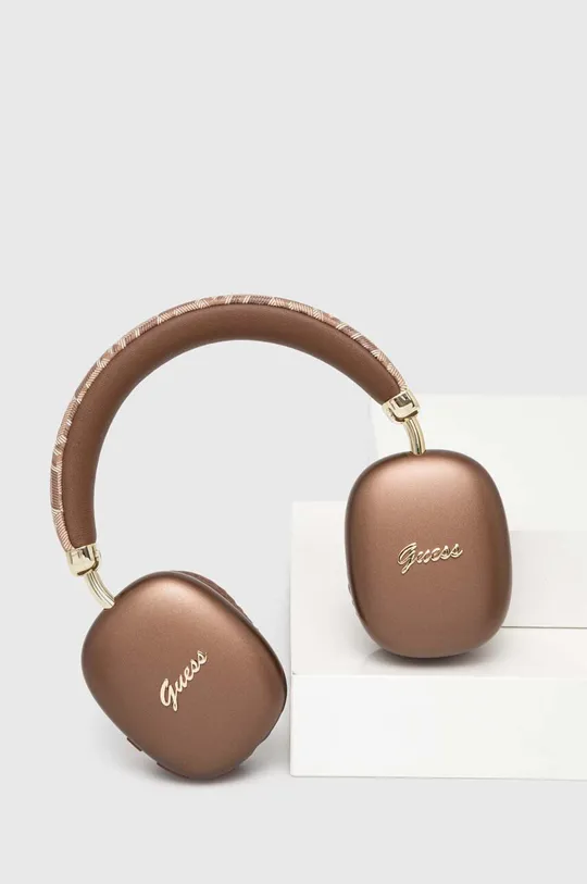 Brezžične slušalke Guess Bluetooth Gcube Metallic Script Logo rjava