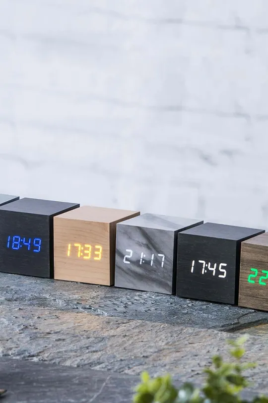 γκρί Επιτραπέζιο ρολόι Gingko Design Cube Marble Click Clock