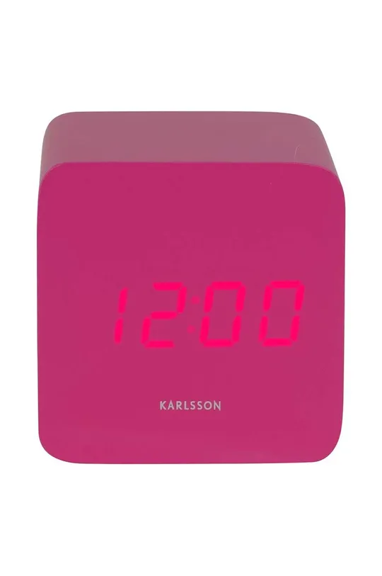 różowy Karlsson budzik Spry Square LED Unisex