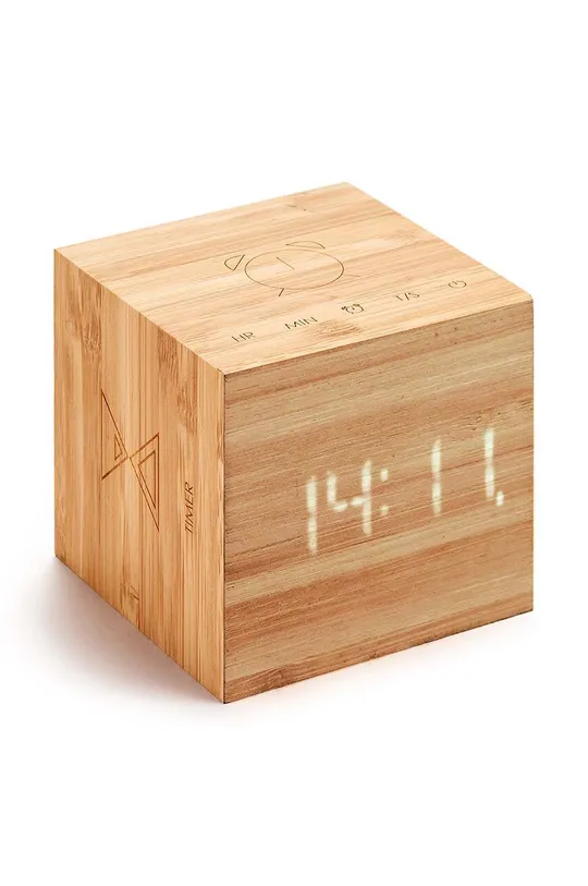 beżowy Gingko Design zegar stołowy Cube Plus Clock Unisex