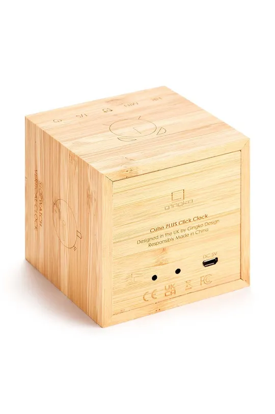 Gingko Design zegar stołowy Cube Plus Clock : Drewno bambusowe