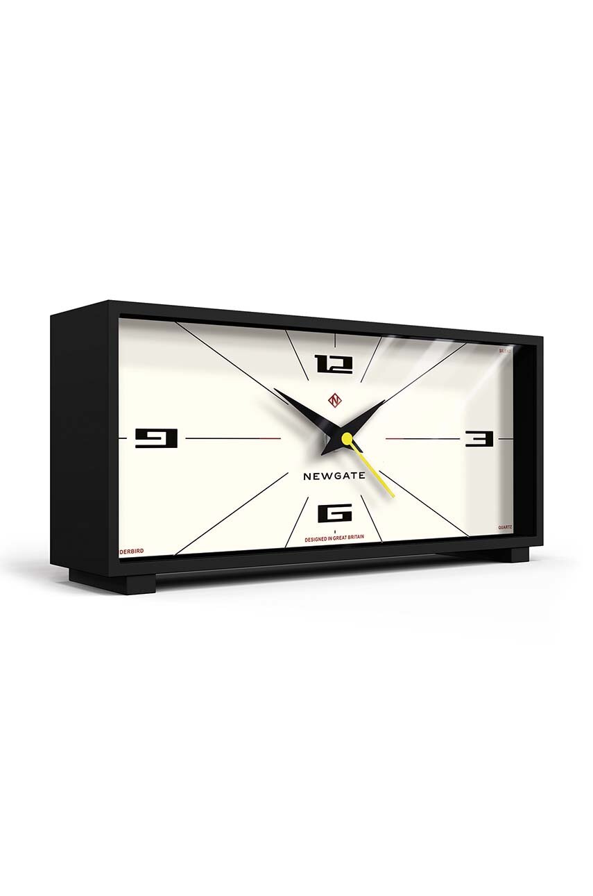 Orologio Da Camino Thunderbird Newgate - Senza Ticchettio, Quadrante Crema, Custodia Silicone Nero, 13.5x28x7.5 Cm