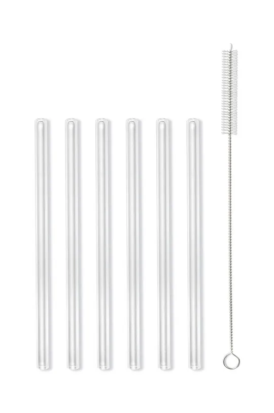 transparente Vialli Design set cannuccie di vetro con spazzolino (6-pack) Unisex
