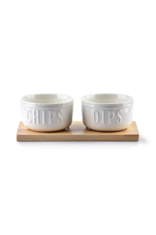 bijela Affek Design set zdjelica za posluživanje s drvenom podloškom Unisex