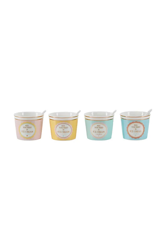 πολύχρωμο Miss Etoile σετ φλιτζάνια παγωτού με κουτάλια (4-pack) Unisex